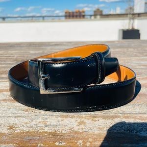 Brooks Brothers 2-Side Satin Bonded Leather Vintage Black Tan Belt